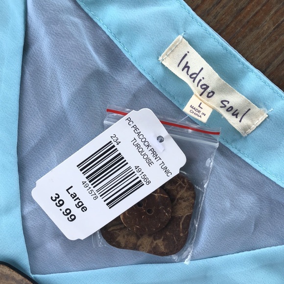 NWT Peacock Blue Sheer Tunic-Large - Picture 2 of 5